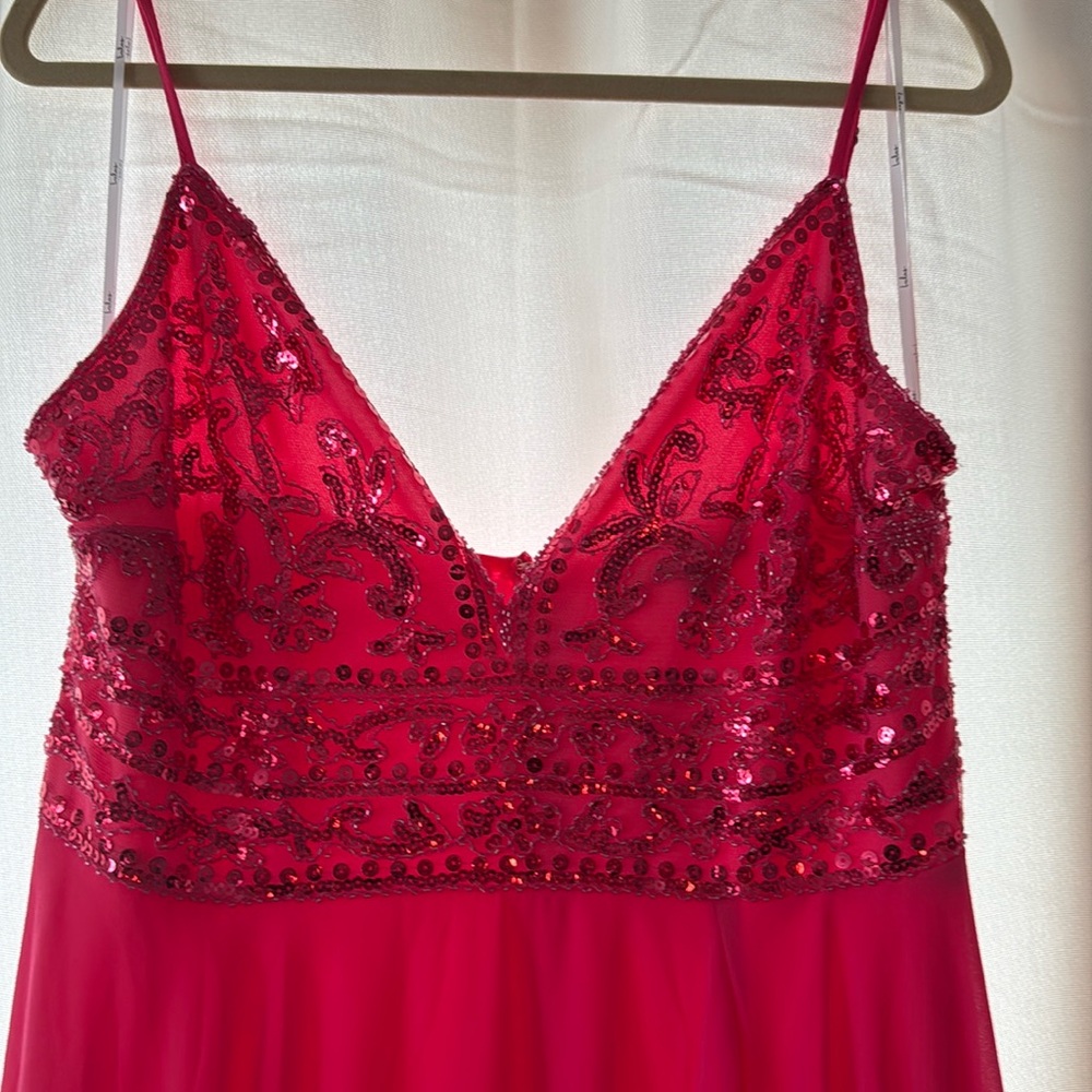 Sweetheart Pink Sequin Beaded Sleeveless Maxi Dress